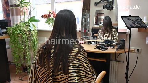 Leyla dry haircut by barber for donor