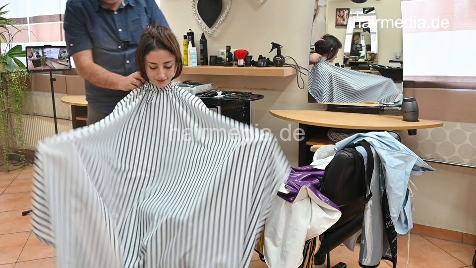 Leyla caping session by barber for donor