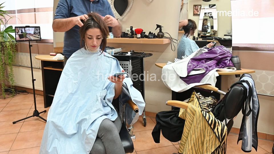 Leyla caping session by barber for donor
