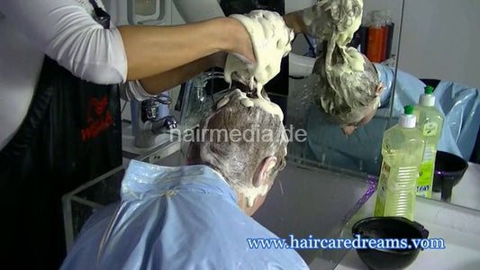 1306 Gayane first shampoo forward by Melody - dishwashing liquid hair and face blue collar cape by Melody