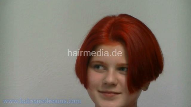 1902 young girl dramatical haircut and bleaching Part 2: coloring fire red