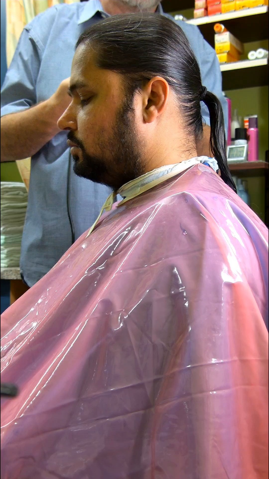 1050 230830 private livestream Nasir ponytail chop, buzz, Osterclippers, forwardshampoo blow