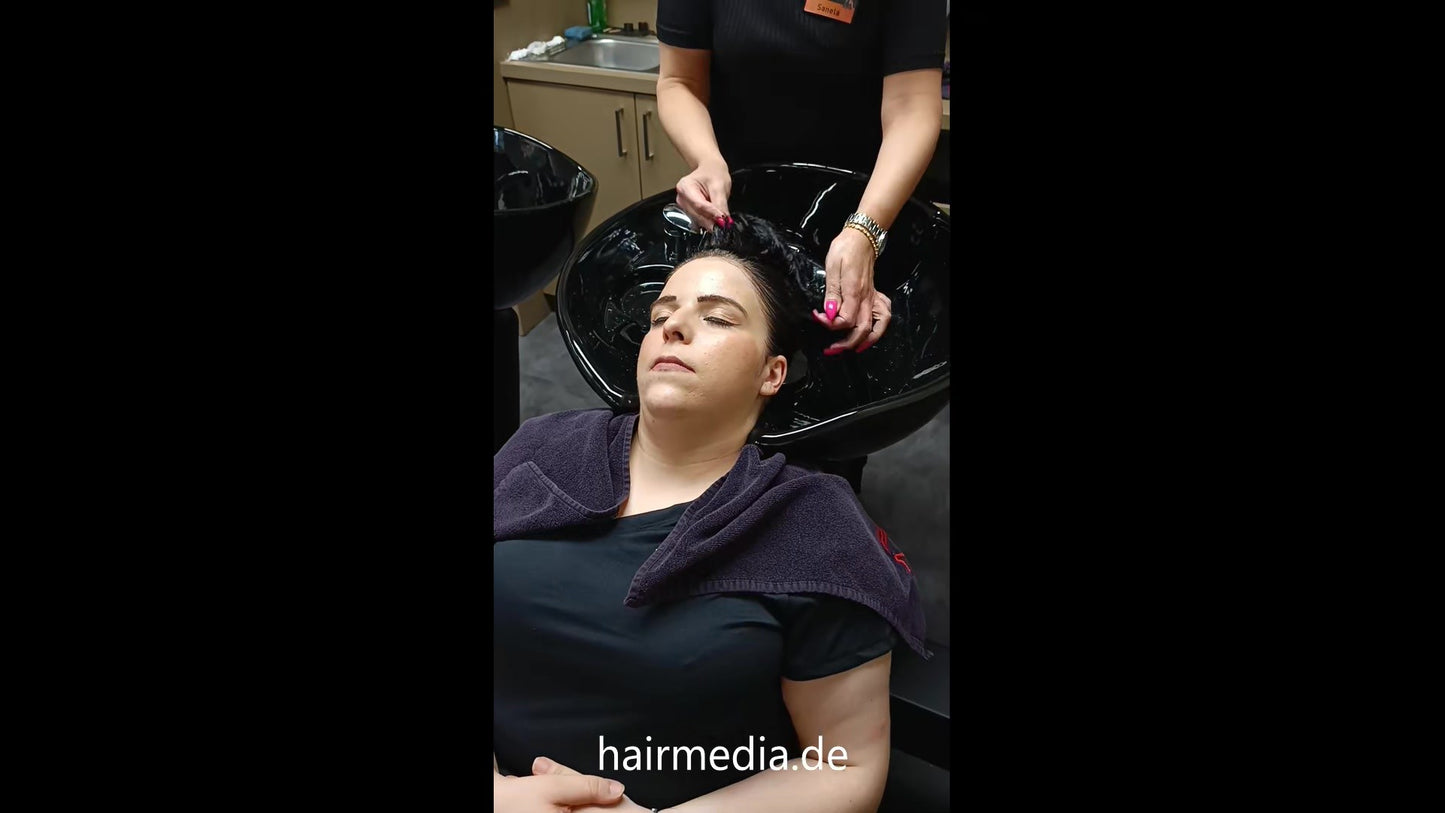 1076 Mirela salon shampoo and blow big curlers wetset and styling