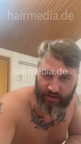 barberette AngelinaS doing a male client, forward shampoo over bathtub