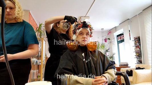 7206 Ukrainian hairdresser in Berlin 240331  Dark teen model 2 perm by barber