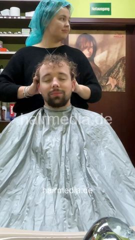 Josh by Jamilla student barberette in rollers, forward shampoo and hooddryer