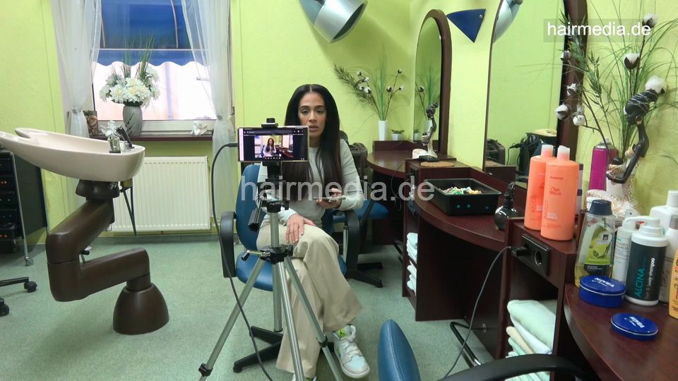 2303 smoking barberette Amal waiting and typing