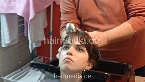 November Smoking Girls - AngelaK shampoo by barber, blow out cigarette and hair by barberette