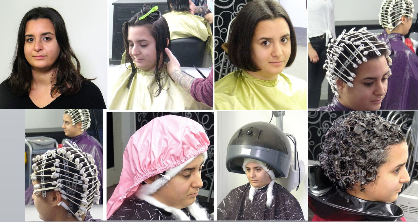 Begüs complete 4,5 hours, haircut, bleaching, perm, going red and blue, several shampooings