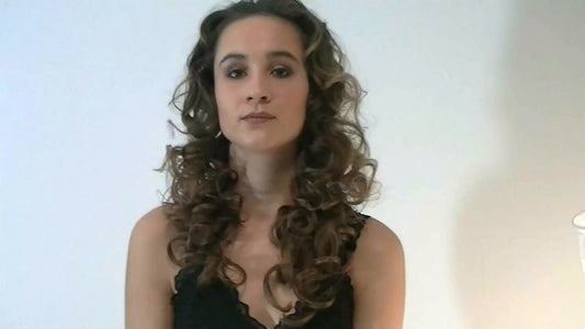 1213 Black Dessous Curly Hair Wash On Chair kneeling by Domenica Melody