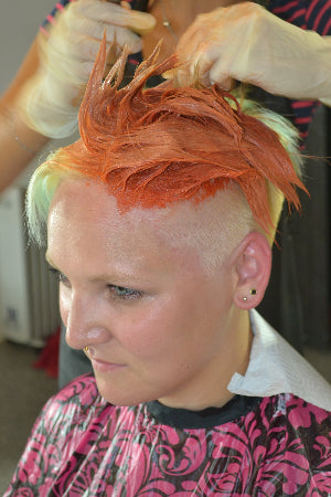 Hannah 3 Bleaching and Coloring Red by Steph and Barber