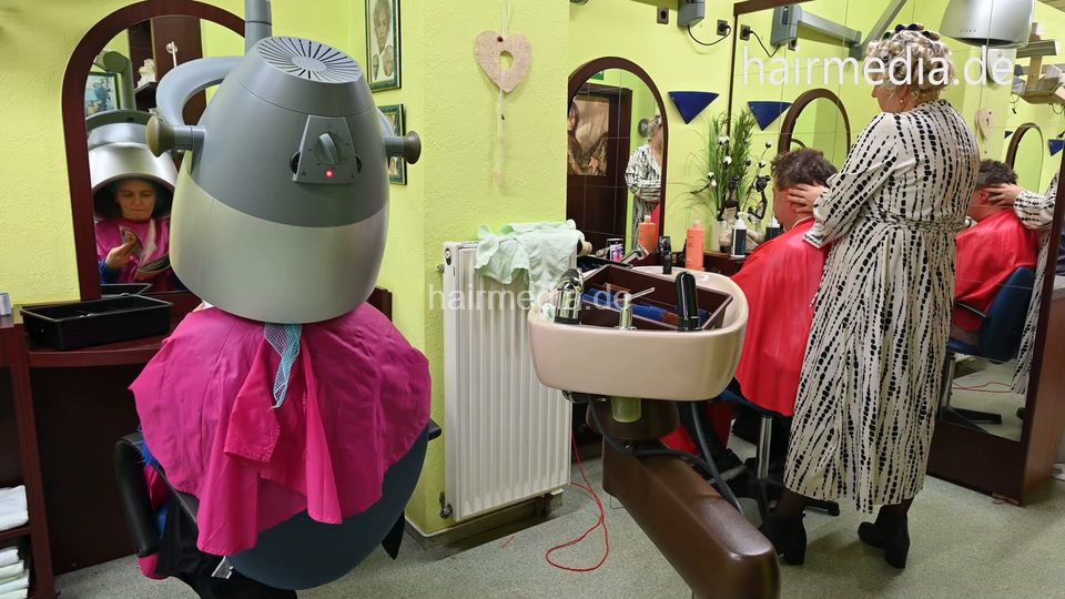 2303 new barberette Elis 3 hooddryer in rollers and styling by barber