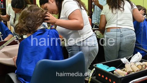 6228 Finja teen 3 by LuisaB shampooing the fresh styled hair forward sidecam