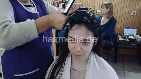 BJS Girls JanaK young girl, was a model before. Shampoo by frizer barber and wetset.