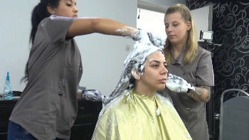 0906 Katherina Long Hair Upright Shampoo by Melody and Jessy 4 hand