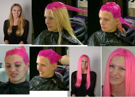 Teen Kehrina hair & eyebrow coloring pink