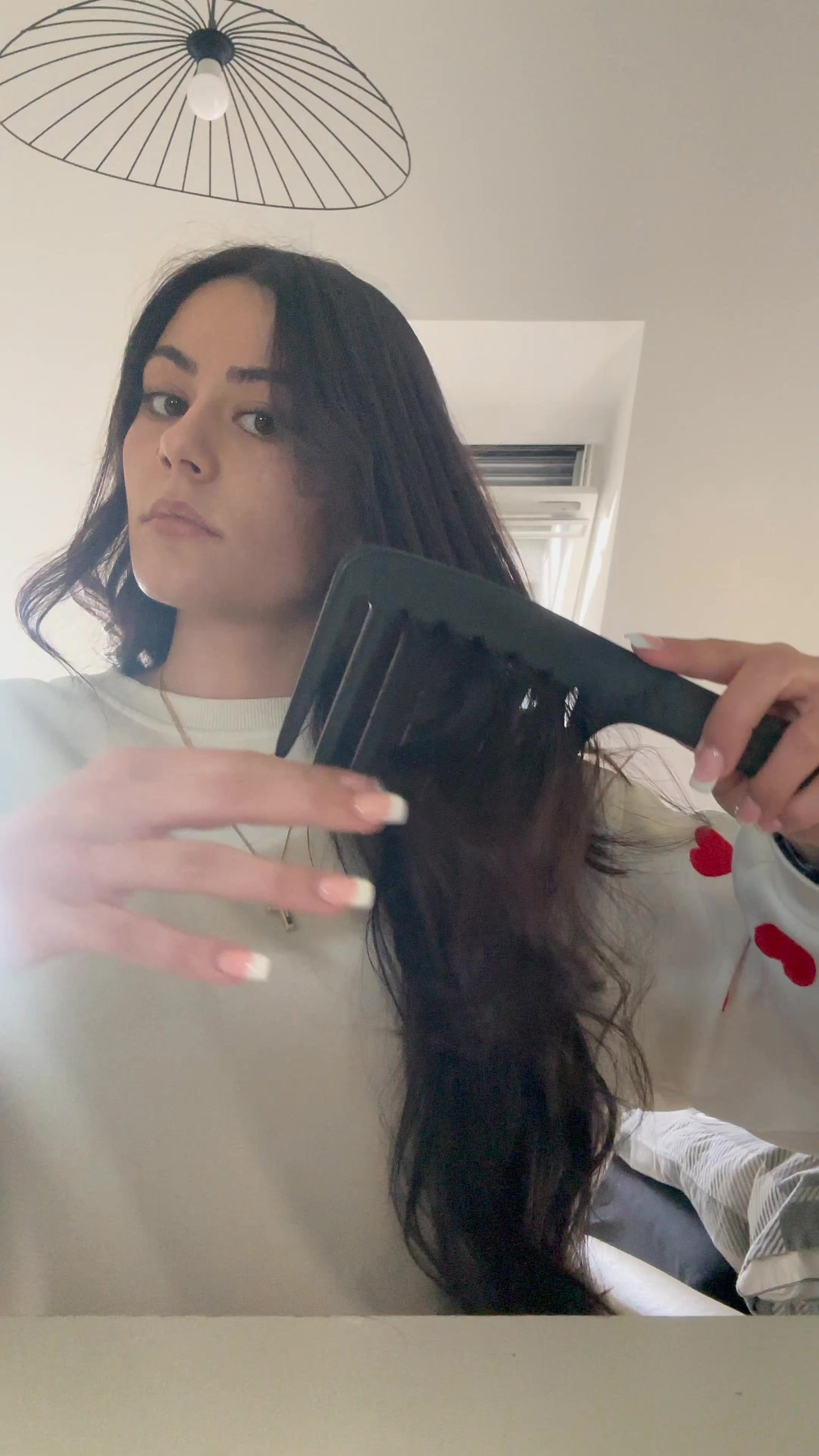 1076 Madison selfcasting long hair combing, long hair, long nails, pullover