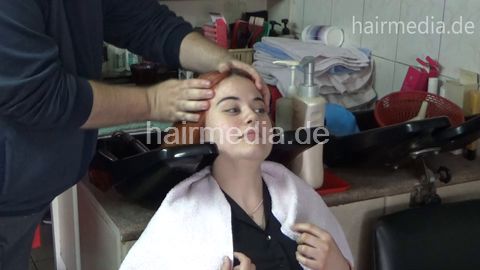 Slobodanka - teen, also with very thick and red hair. Shampooed by me. Haircut and wetset. We had her already as a model