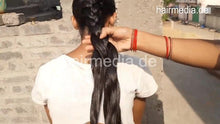 Load image into Gallery viewer, 9149 Thick And Long Black Hair Oiling Combing Braid Bun Ponytail Making With Combing