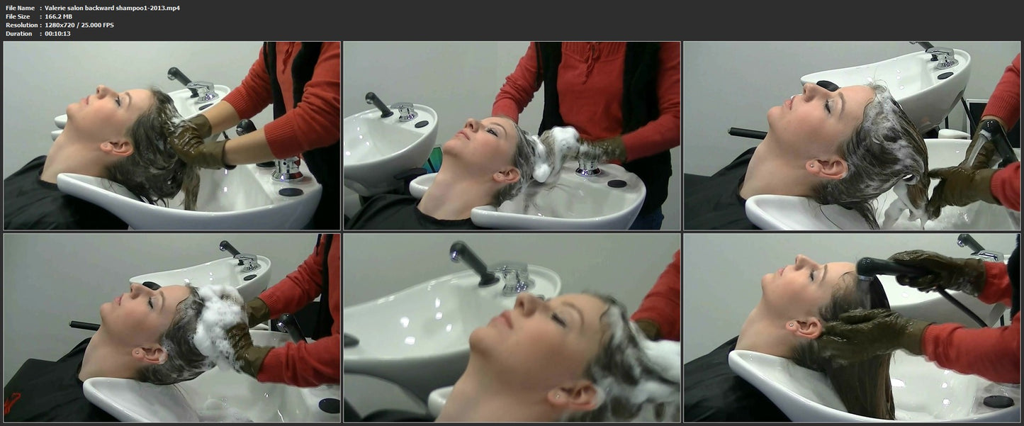 1213 Valerie blonde backward salon glove shampooing