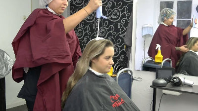 210221 Two Barberettes Salon Hair Day, Simi by Jessy First Upright Shampoo