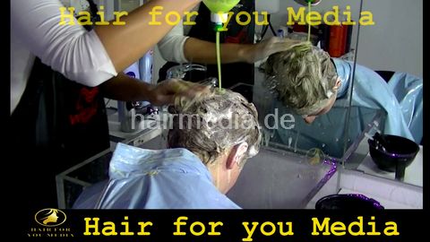 1306 Gayane let us wash my daughters hair forward - dishwashing liquid hair and face blue collar cape by Melody