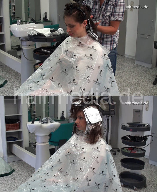 4004 Oxana 1 Strands Part 1 in Schwarzkopf PVC cape by barber
