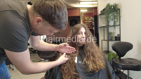 Haircut in Vilnius - thick permed hair by barber