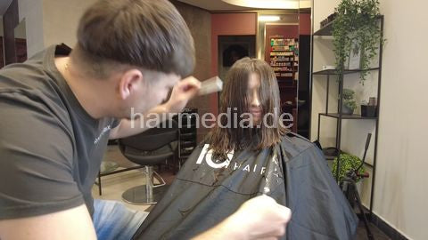 Haircut in Vilnius - thick permed hair by barber