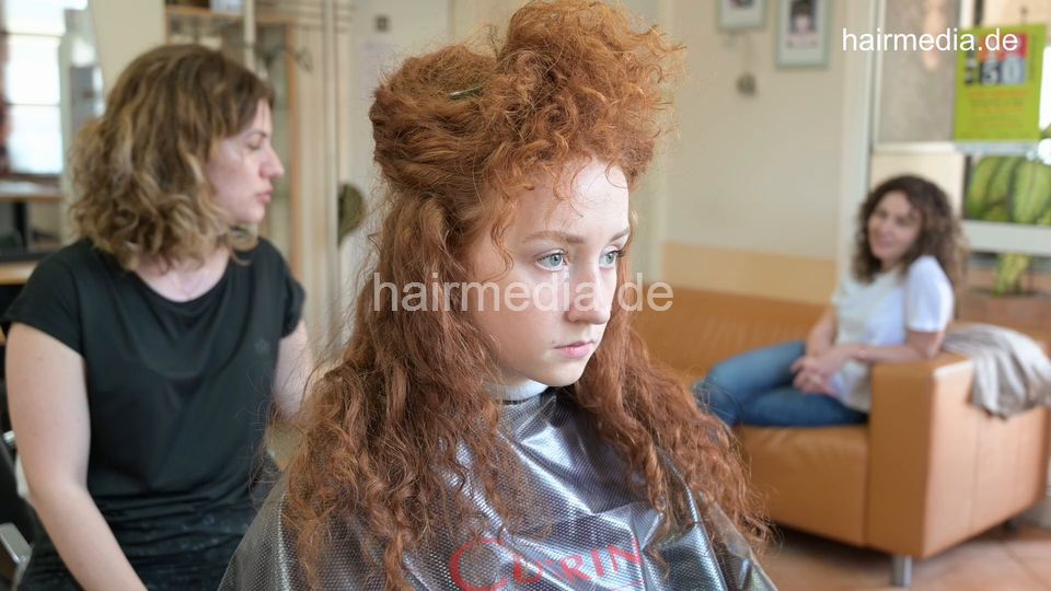 7203 Diana 1 redhead teen curly hair drycut dry haircut