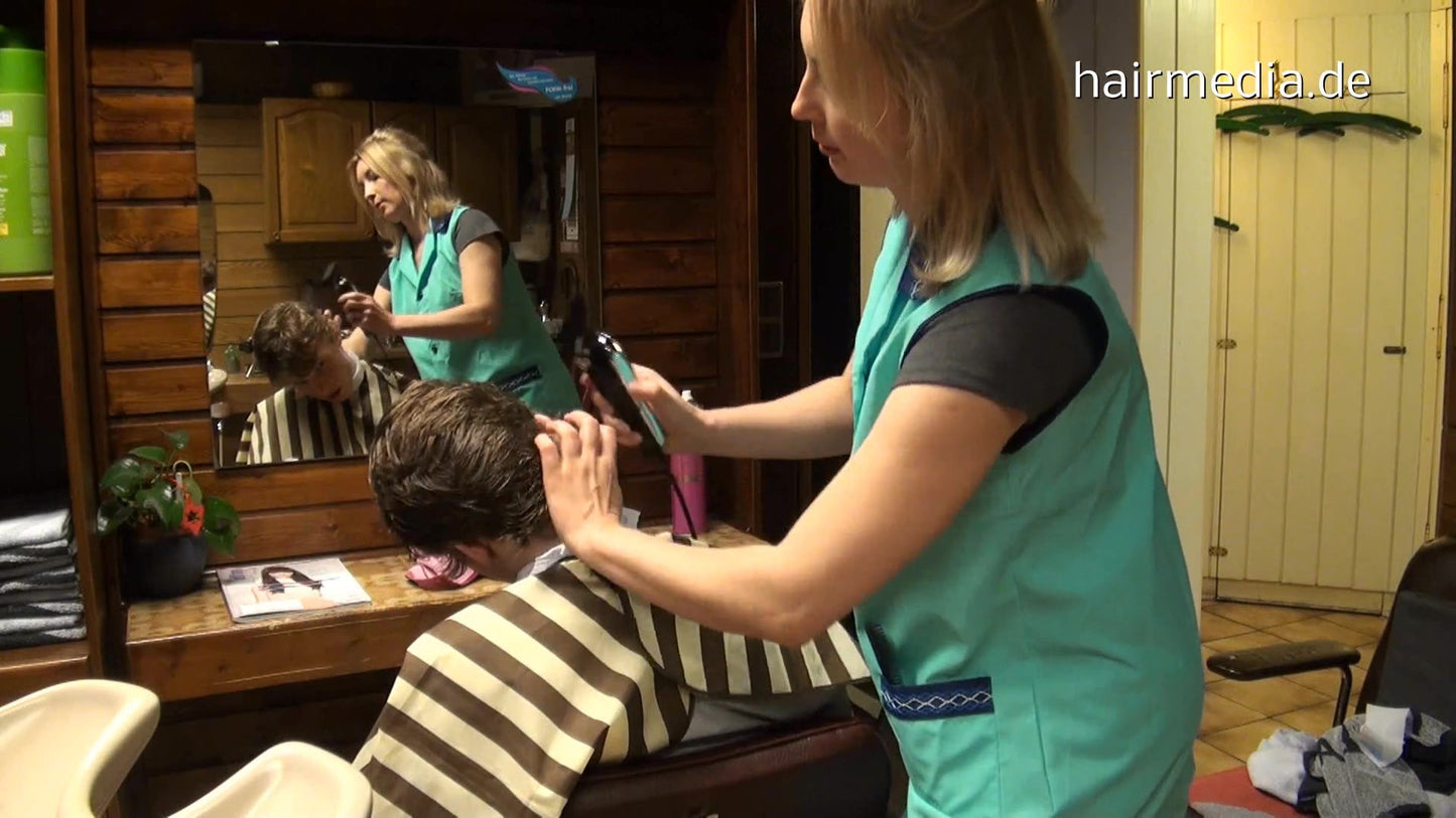 1008 Nic smart barber by mature barberette Oksana forward manner salon shampooing TRAILER