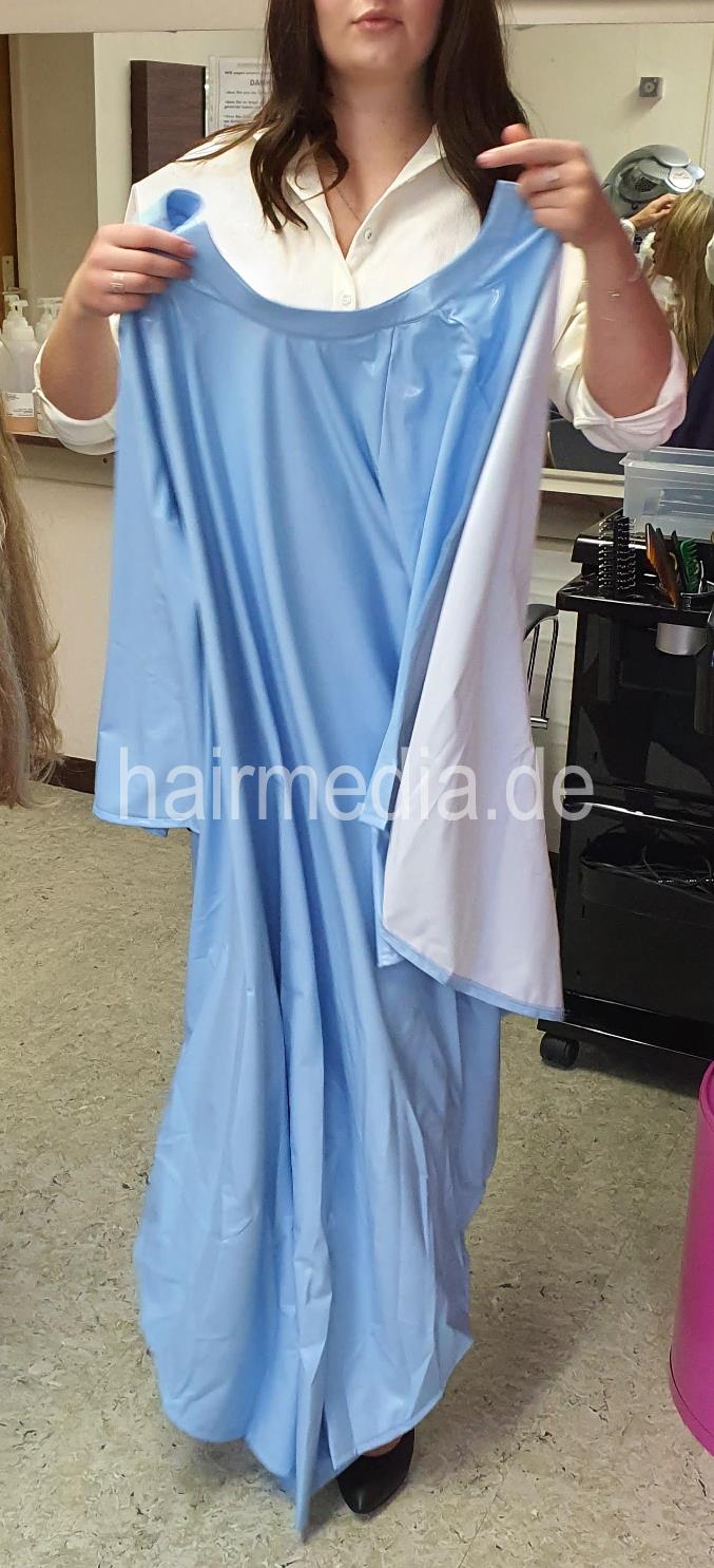 PVC Salon cape very large and heavy baby blue