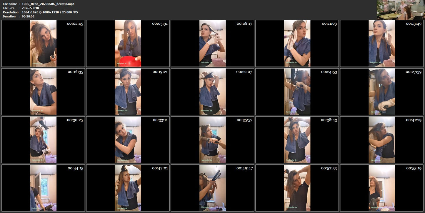 1056 Neda 20200507 self Keratin straightening treament 58 min HD video for download