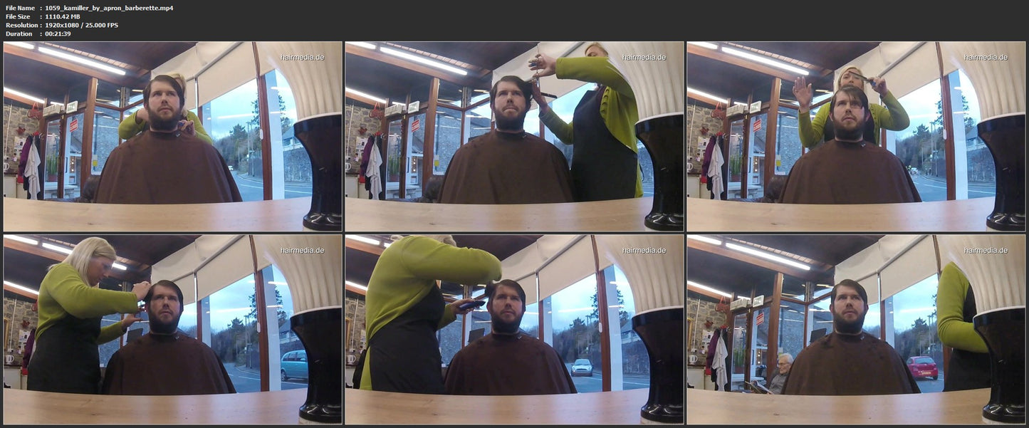 1059 kamiller UK haircut by apron barberette 22 min HD video for download