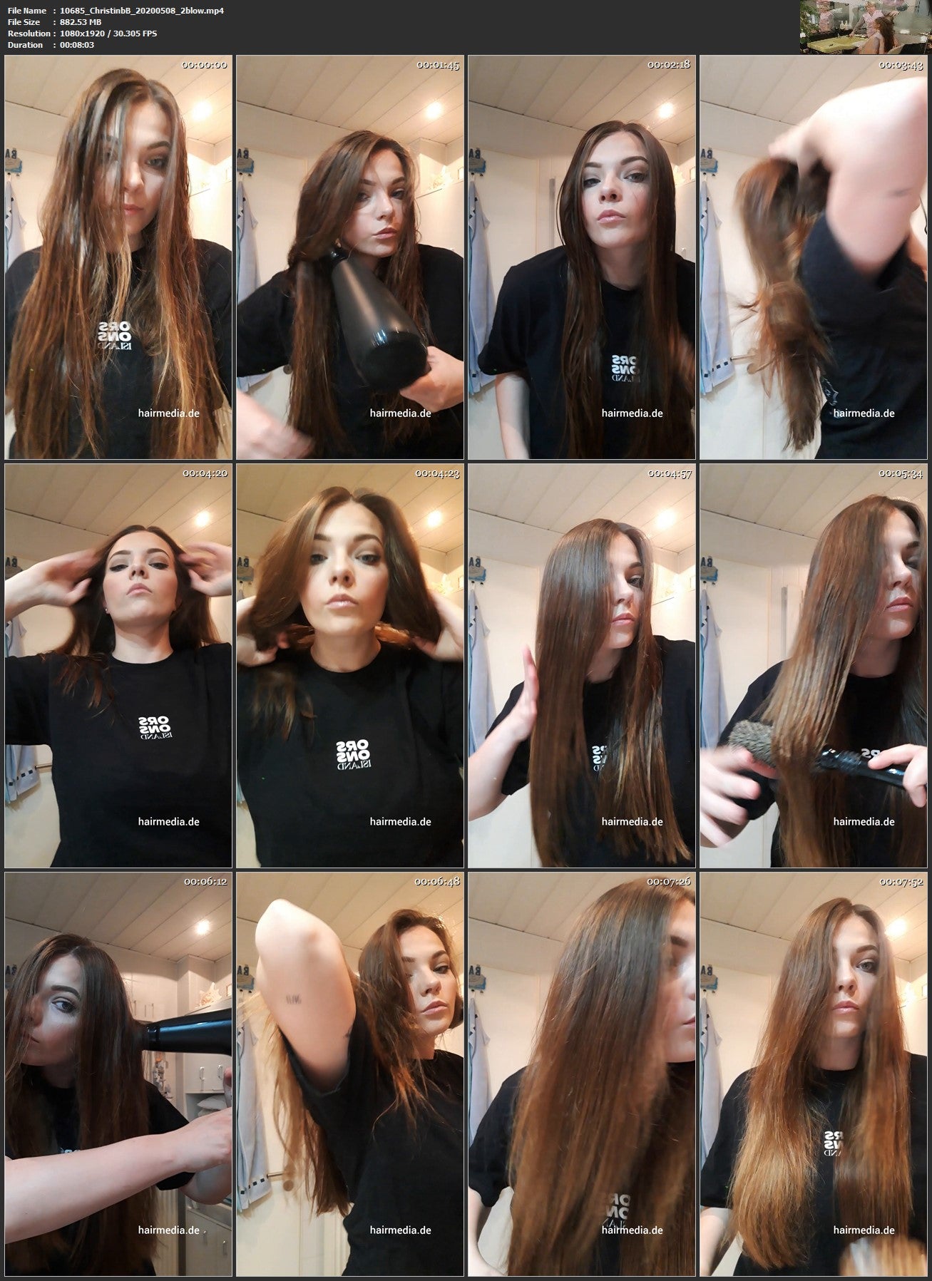 1068 ChristinB 200508 2 self wash blow out 8 min HD video for download
