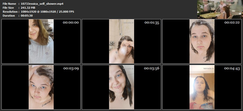1073 JessicaB24 200518 self shower wash 6 min HD video for download