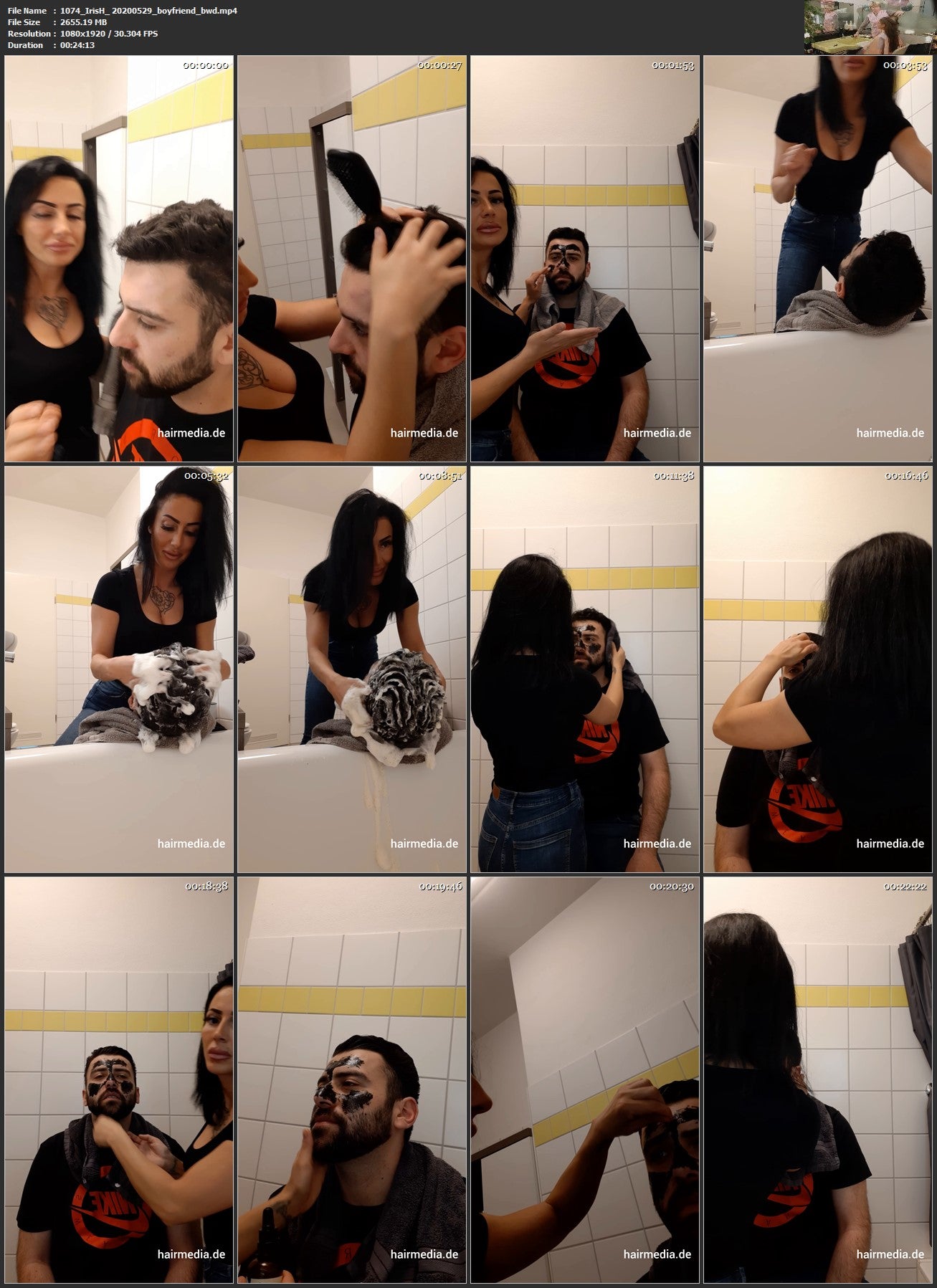 1074 IrisH home boyfriend backward shampooing and style 24 min HD video for download