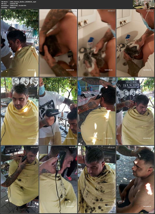 1092 SimonaG Barber 200630 guy strong shampoo and outdoor buzzcut 20 min video for download