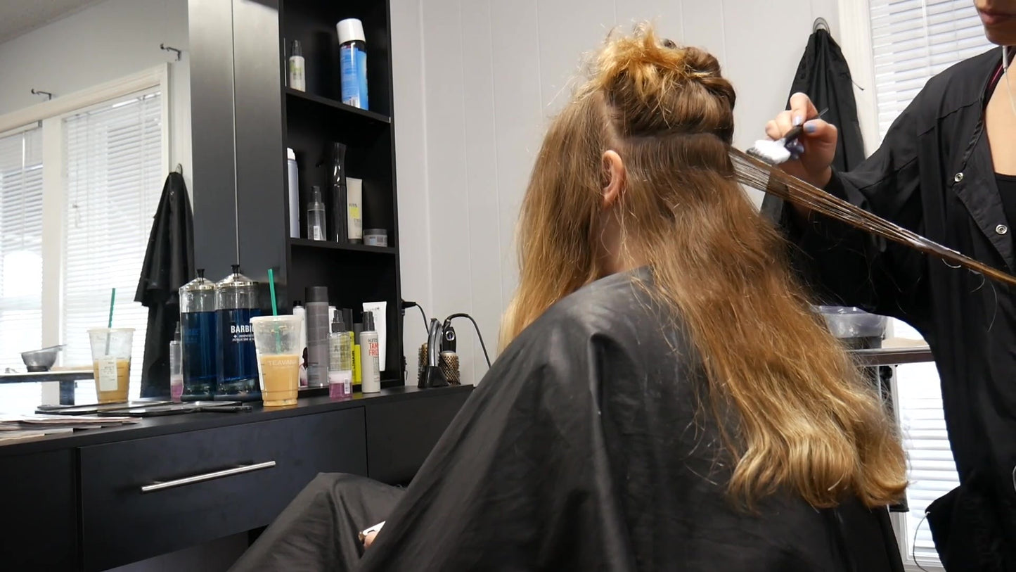 1142 Full Salon hair day, Highlighting, Brushing, Shampooing 77 min HD video for download