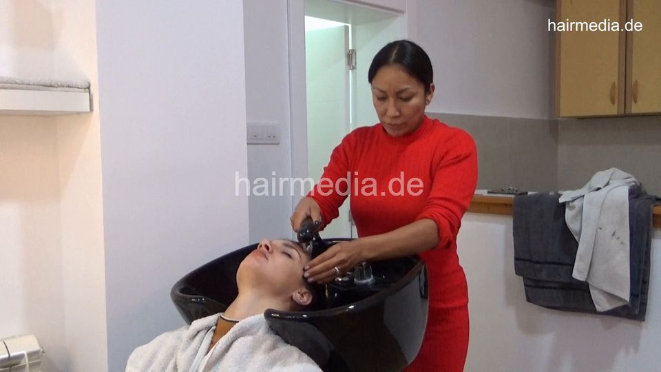 1155 Neda Salon 20211108 Neda by Daisy african shampoogirl red dress backward salon shampoo