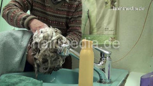 6114 KristinaB 1 forward hairwash in vintage salon by strong very old barber