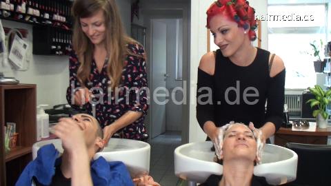 9067 Part 16 wash the barberette by Kia salon shampoo