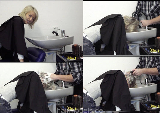 9009 Ania all methods shampooing scenes by barber and shampoogirl