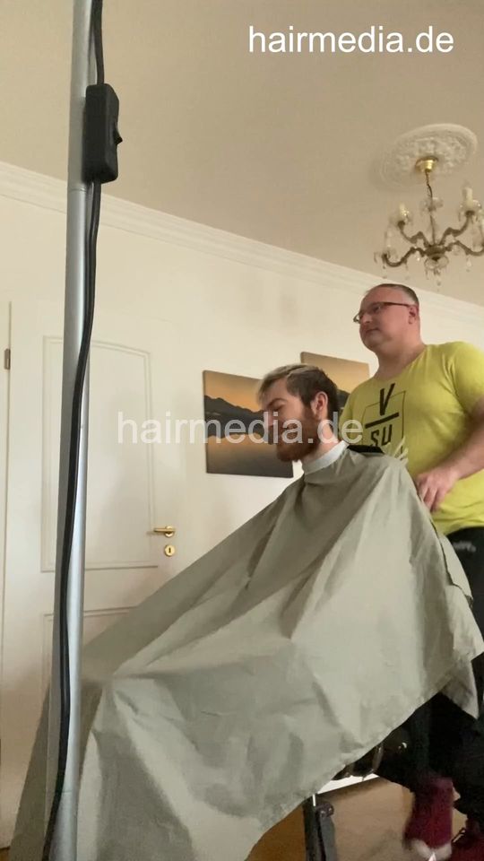 2012 230227 buzzcut and coloring tint at home in black vinyl cape