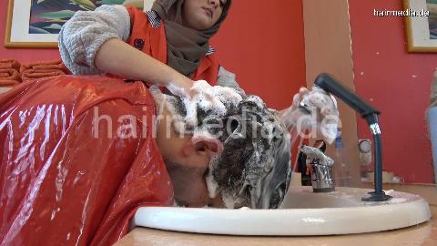 2021 Felix in leatherpants strong forwardwash hair ear wash by scarfed barberette and dryerhood
