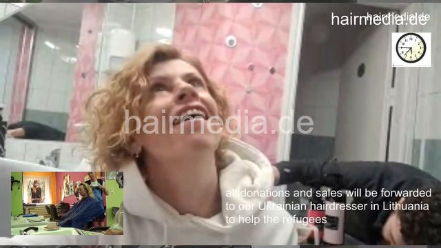 7201 Ukrainian hairdresser doing Lithuanian red head perm in Kaunas 220319
