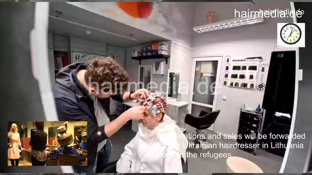 7201 Ukrainian hairdresser doing Lithuanian red head perm in Kaunas 220319