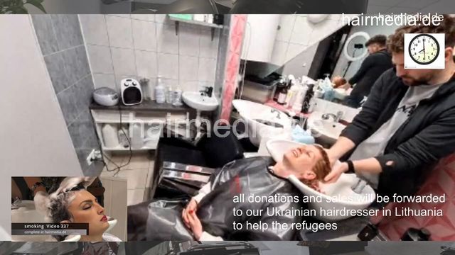 7201 Ukrainian hairdresser doing Lithuanian red head perm in Kaunas 220319