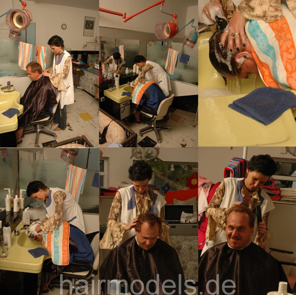 236 Barberette Ines in Nylon Apron shampooing forward
