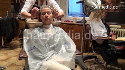 Jenia 3 wash very thick hair salon backward by mature barberette multicaped